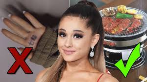 One might think that ariana grande is a big fan of japanese barbecue after the pop star got a poorly translated tattoo on the palm of her hand that was supposed to say 7 rings, a nod to her recent single. Ariana Grande S Japanese Bbq Tattoo Fail Youtube