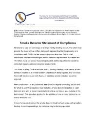 The nfpa's study found the risk of dying in a fire is cut in half in homes with working smoke alarms. Fillable Online Ca Smoke Detector Disclosure Fillable Form Fax Email Print Pdffiller