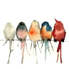 Birds Sitting On A Wire Painting Pin On Watercolor Birds