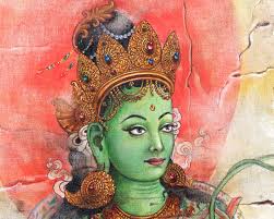 Oil Painting Of Arya Green Tara