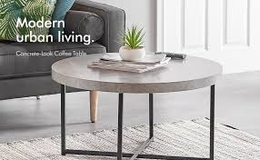 Cover or store indoors during inclement weather and when not in use. Vonhaus Concrete Look Round Coffee Table 80cm Diameter Modern Lightweight Metal Effect Furniture For Bedside Hallway Living Room Amazon Co Uk Home Kitchen
