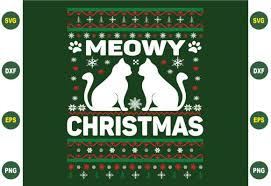 Download Meowy Christmas Ugly Sweater Graphic By Buyshirtsvg Creative Fabrica PSD Mockup Templates