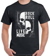 Details About Rock N Roll Live Music Mens T Shirt Skulls Festival Heavy Metal Guitar Electric
