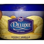 Browse a list of all products from kroger deluxe ice cream. Kroger Vividly Vanilla Deluxe Ice Cream Calories Nutrition Analysis More Fooducate
