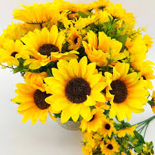Our florists have carefully designed these bouquets, using their favourite selection of yellow flowers. Artificial Sunflower Bouquet 1 Bunches Silk Sunflowers Fake Yellow Flowers For Home Decoration Wedding Decor Artificial Dried Flowers Aliexpress