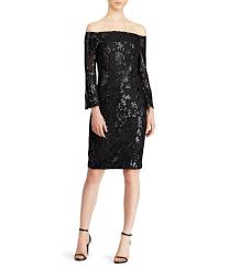 Lauren Ralph Lauren Sequined Offtheshoulder Dress Dillards Off Shoulder Cocktail Dress Cocktail Dresses With Sleeves Long Sleeve Sheath Dress