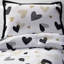 Black And White Comforter Sets Queen Hello Hearts Comforter Set Black Amp White Pillowfort Target Black Gold Bedroom White And Gold Comforter White And Gold Bedding