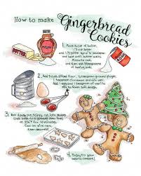 Gingerbread Cookie Recipe Greeting Card 5 X 7 Watercolor Greeting Card A7 Watercolor Greeting Card In 2020 Ginger Bread Cookies Recipe Recipe Drawing Cookie Recipes