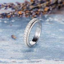 Wedding Band Women Fidget Ring Spinner Ring Moissanite Etsy White Gold Band White Gold Rings Wedding Bands
