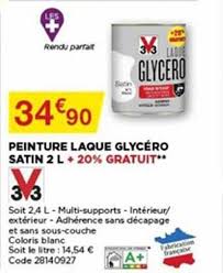 La peinture glycéro est donc une meilleure option pour les supports anciennement. Offre Peinture Laque Glycero Satin 2 L 3v3 Chez Bricomarche