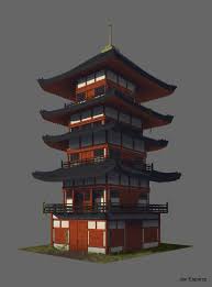 Artstation Japanese Temple Jan Esparza Monros Japanese Temple Minecraft Japanese House Japanese Buildings