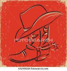 Cowboy Boot And Western Hat Sketch Illustration Foe Design Clipart K12109224 Cowboy Boot Painting Cowboy Paintings Cowboy Art