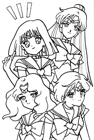 sailor saturne pluton nepture et uranus moon coloring pages cartoon coloriage pikachu heureux