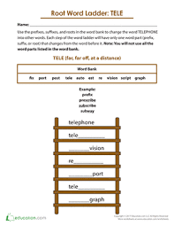 The key aspects of word ladders are that all the words need to be connected in some way and that you start from the bottom and move up the ladder. Root Word Ladder Tele Worksheet Education Com