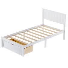 Perfect for adding storage to kids rooms. Twin Size Wooden Bed Frame With Storage Drawer White