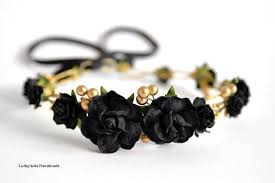 Black And Gold Hair Piece Black And Gold Flower Crown Gothic Hair Wreath Golden Halo Rose Headpiece Wedding Hair A Black Flower Crown Hair Accessories Boho Wedding Hair Head Piece