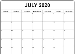 Fillable July 2020 Calendar Templates In 2020 Calendar Template Free Printable Calendar Templates Monthly Template
