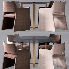 Modern kitchen and dining accessories: 3d Models Table Chair Cb2 Foley Mink Velvet Dining Chair Silverado 47 Brass Round Dining Table