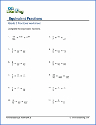 Grade 5 Worksheets Converting Fractions To Mixed Numbers Free Fractions Worksheets Equivalent Fractions Fractions