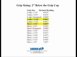 Golf Club Tip Size Chart Golf Club Sizing Information