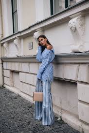 Outfit All Over Streifen Look Mit One Shoulder Bluse Michael Kors Palazzo Hose Marc Jacobs Trouble Bag Stylingtipps Modestil Outfit Blaue Mode