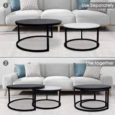 Round coffee table cocktail table with glass top & wood base, espresso. Round Coffee Tables 2 Round Nesting Coffee Tables Circle Coffee Table With Storage Open Shelf For Living Room Modern Minimalist Style Round Coffee Table Of Stable Black White Tables Living Room Table