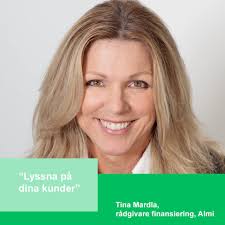 Nästa medarbetare att presentera är Tina. Hon har jobbat på Almi i 13 år,  och har innan det en bakgrund som företagsrådgivare och kontorschef på SEB  och ekonomichef, marknadschef och personalchef för
