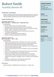 assembly operator resume samples