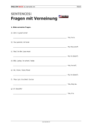 Sentences Fragen Mit Verneinung Basic Level Unterrichtsmaterial Im Fach Englisch In 2020 Fragen Englischunterricht Unterrichtsmaterial