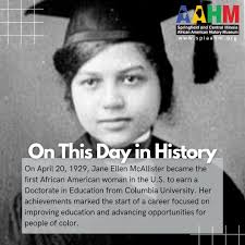 Today, we celebrate the extraordinary legacy of Dr. Jane Ellen McAllister —  the first African American woman in the world to become a doctoral  candidate in Education. In 1929, she made history