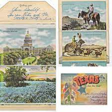 Vintage Texas Souvenir Multi View Folder Beautiful Color Etsy Postcards For Sale Vintage Texas Souvenirs