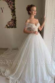 Trendy Off The Shoulder Princess Pearl White Ball Gown Wedding Dresses In 2020 Ball Gown Wedding Dress Ball Gowns Wedding White Ball Gowns