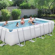 Shop for rectangle swimming pools online at target. Bestway 18ft X 9ft X 48 Rectangular Power Steel Above Ground Swimming Pool Sand Filter Pump Accessories Sunshine Pools