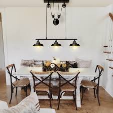 The style of simple light lies in the shade, which can be chosen to match any decor three wires should be visible; Two Three Light Pulley Pendant Light Kitchen Island Light Adjustable Industrial Rustic Chandelier Farmhouse Vintage Ceiling Lights Fixture For Kitchen Island Dining Room Walmart Com Walmart Com