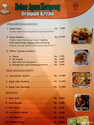 Jul 19, 2021 · dalam sebuah hidangan bubur manado terdapat campuran sayur dan lauk pauk baik yang hewani atau nabati. Selalu Diperbarui Menu Bubur Ayam Kampung Rempah Krisna Trunojoyo Bandung