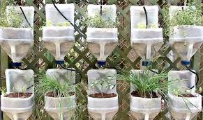 Bastelideen Mit Pet Flaschen Fur Diy Blumentopfe Topfblumen Flaschengarten Vertikaler Krautergarten