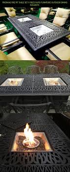 Propane Fire Pit Table Set 9 Piece Patio Furniture Outdoor Dining Elisabeth Technology Furniture Dr Backyard Table Backyard Table Setting Fire Pit Table Set