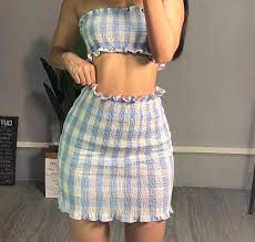Blue Plaid Crop Tank With Mini Skirt Set Shop Soft Girl Fashion Inspo Outfits Korean Streetwear Fashion Outfits Layering outfit ideas for skirts | fall winter 2020 lookbook. blue plaid crop tank with mini skirt