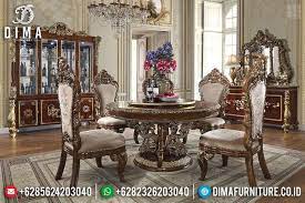 Harga Meja Makan Jati Renaissance Classic Furniture Jepara Bt 0547 Round Dining Table Sets Luxury Dining Room Luxury Furniture Stores