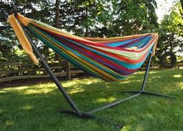 It has a double stand. Space Saver Combo Caribbean Hammock Stand And Brazilian Double Hammock