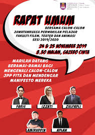 Majlis perwakilan pelajar fakulti pengurusan maklumat. Smf Fita On Twitter Malam Rapat Umum Calon Jpp Fita 19 20 Tarikh 25 November 2019 Masa 8 30 Malam Tempat Gazebo Cinta Sekretariat Mahasiswa Fakulti Fakulti Filem Teater Animasi Uitm