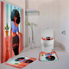 Maybe you would like to learn more about one of these? African Shower Curtain And Bath Rug Set With Non Slip Rugs Toilet Lid Cover And Bath Mat Afro Girl Bathroom Shower Curtain Sets Buy Shower Curtain And Bath Rug Set Toilet Lid Cover