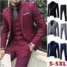 Details About Mens Fashion Wine Red Slim Fit Jacket Vest Pants 5 Xl See Size Chart Pics