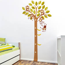 Banana Loving Monkeys In A Tree Growth Chart Printed Wall