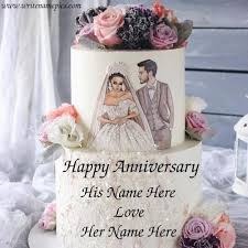 Happy wedding anniversary cake with photo edit. Wedding Anniversary Wishes Cake Images With Name