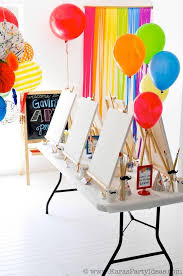 Best Birthday Themes For Kids Colorful Art Party With Tons Of Ideas Free Printables Tutorials Art Party Birthday Party Themes Party Themes