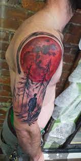 Really Cool Forest In The Background Sweet Moon Moon Tattoo Tattoos Red Moon
