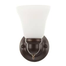 Hampton Bay 1 Light Oil Rubbed Bronze Sconce With Frosted Opal Glass Shade Gay8411a The Home Depot