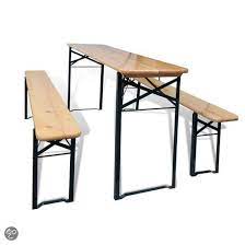 vidaxl tuinset inklapbare biertafel 4 persoons massief hout bruin zwart table de pique nique table et chaises table a manger pliante