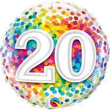 Regenboog Confetti Folieballon 20 Jaar
